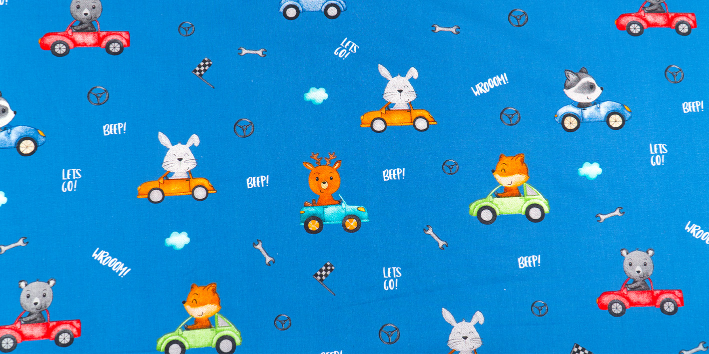 Pościel 100x135 cm auta beep niebieskie 